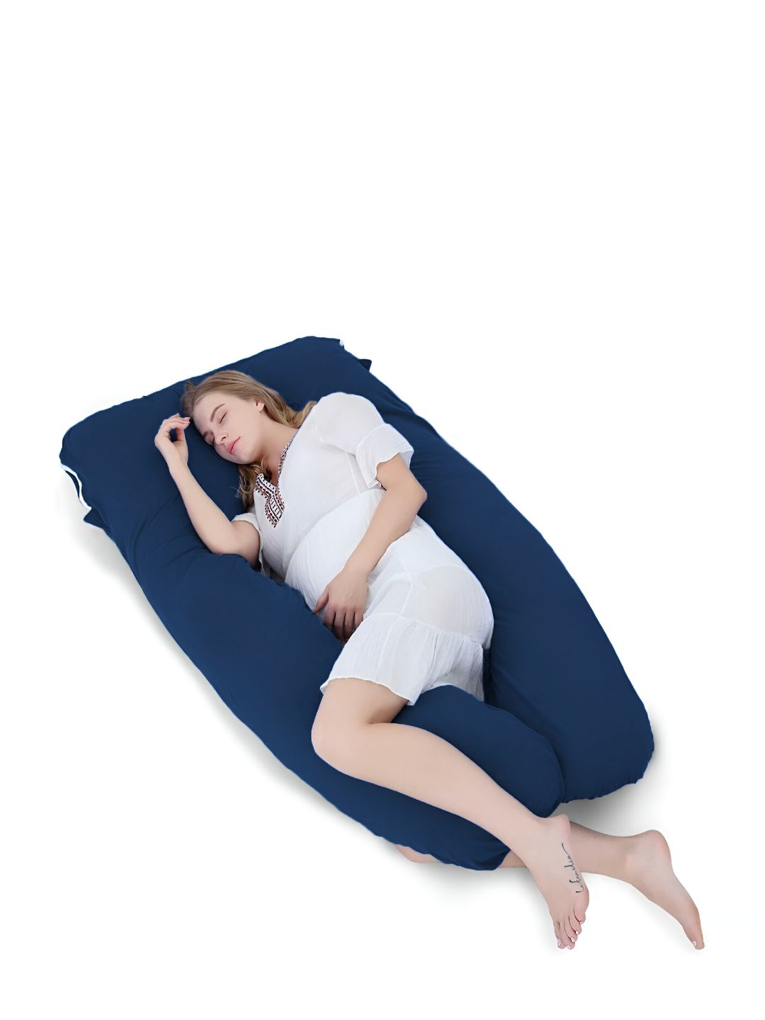 Mom's Moon Navy Blue Fibre Filled Cotton Lightweight U Shaped Body Maternity Pillow-image-28