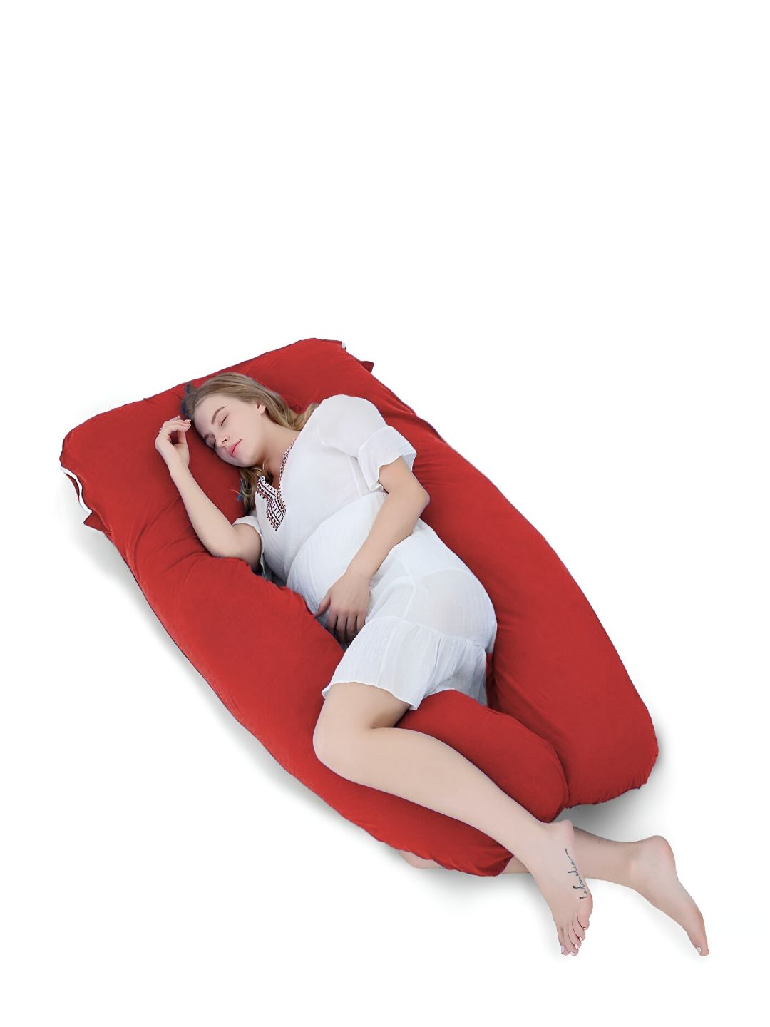 Mom's Moon Red Fibre Filled Cotton Lightweight U Shaped Body Maternity Pillow-image-31