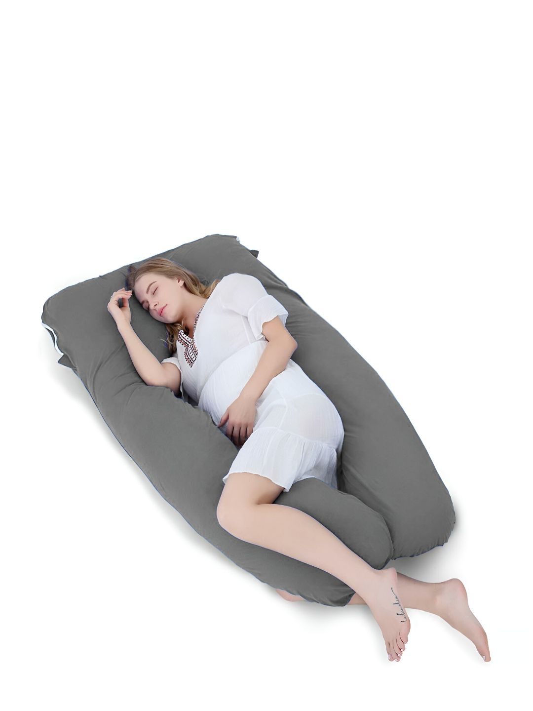 Mom's Moon Grey Fibre Filled Cotton Lightweight U Shaped Body Maternity Pillow-image-20