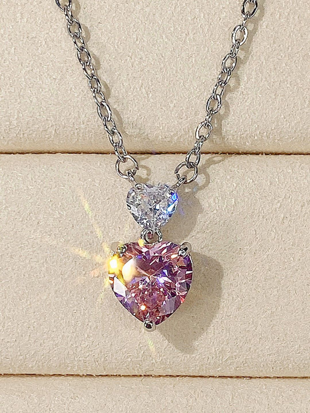 Designs & You Silver-Plated American Diamond-Studded Heart Pendant With Chain-picture-35