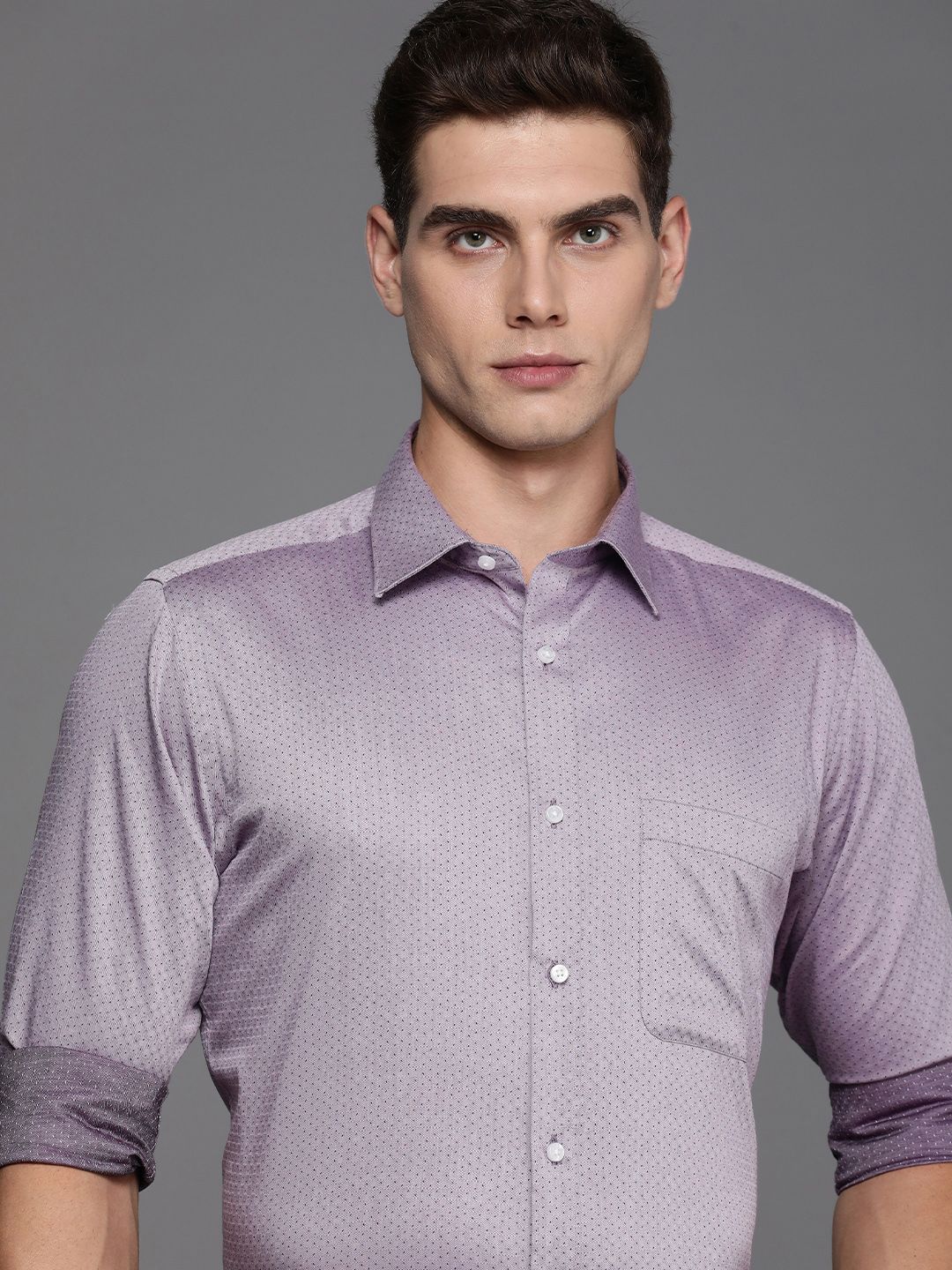 Raymond Pure Cotton Self Design Slim Fit Textured Formal Shirt-picture-19