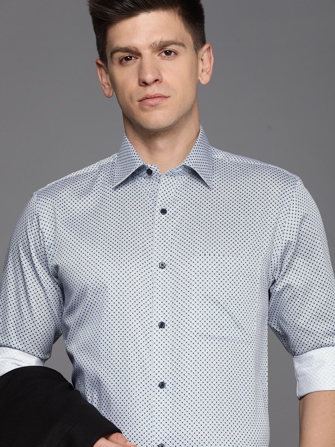 Raymond Pure Cotton Slim Fit Geometric Printed Formal Shirt-picture-48