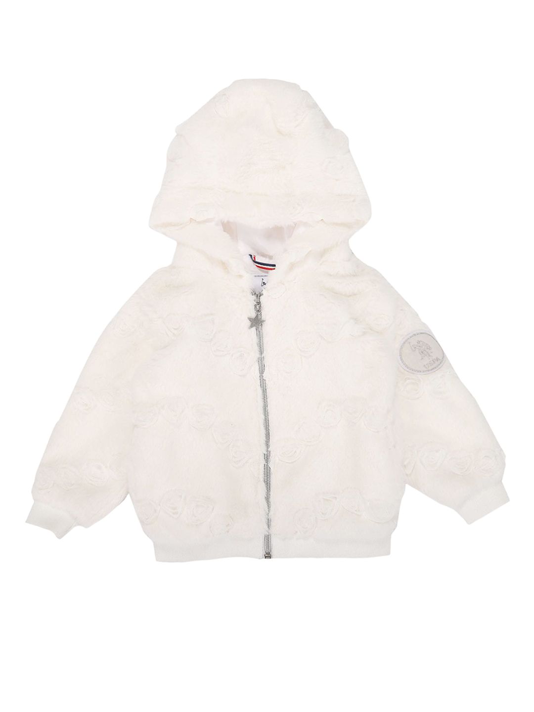 U.S. Polo Assn. Kids Girls Self Design Hooded Bomber Jacket With Faux Fur Trim-picture-26