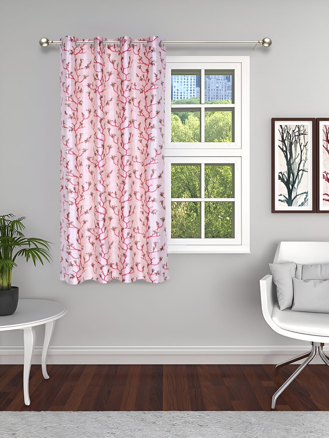 THE CONVERSION Pink & Brown Floral Window Curtain-image-18