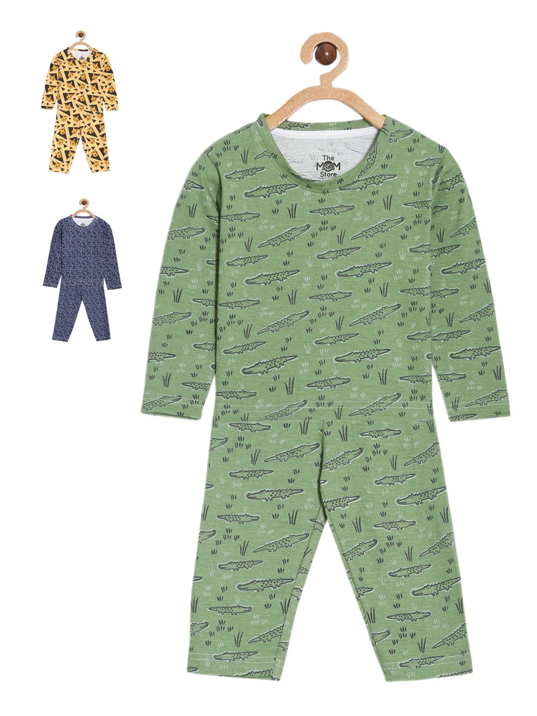 The Mom Store Pack Of 3 Kids Conversational Printed Pure Cotton T-shirt With Pyjama-picture-18