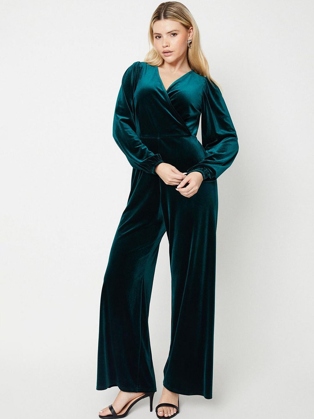DOROTHY PERKINS Velvet Wrap Basic Jumpsuit-picture-15