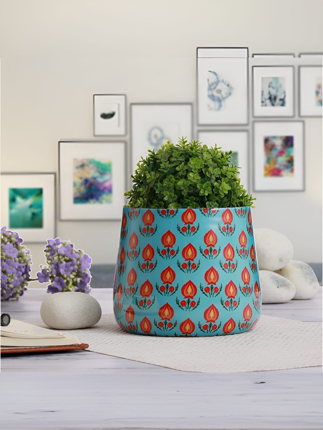 Homspurts Long Dish  Green & Red Printed Metal Planter-picture-15