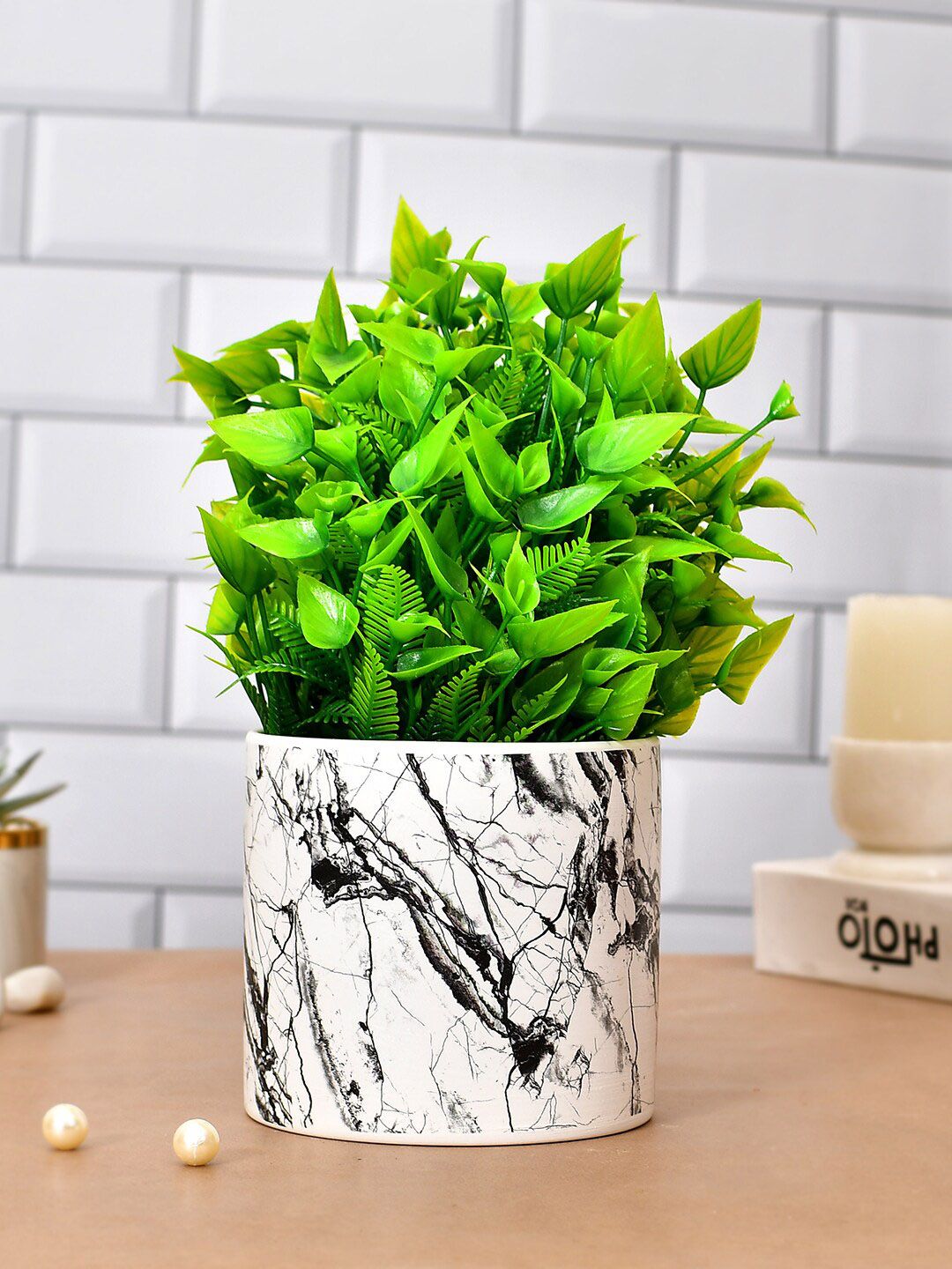 TAYHAA White Black Abstract Printed Ceramic Planter-picture-23