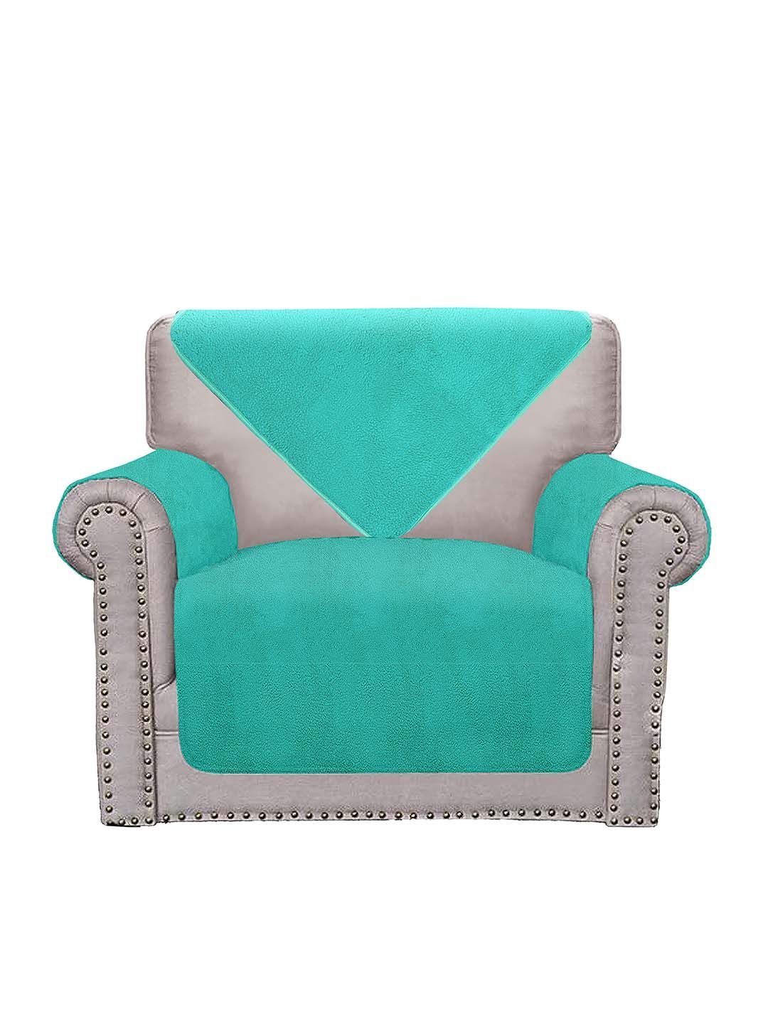 Cortina Turquoise Blue Non Slip One Seater Sofa Covers-image-2