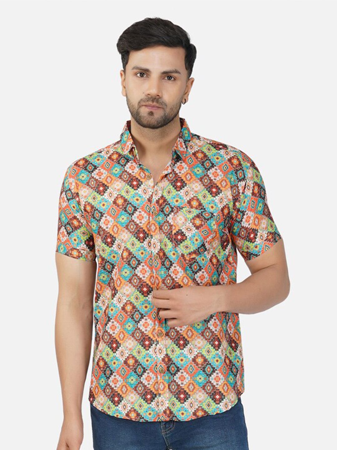 BASE 41 Ethnic Motifs Printed Slim Fit Casual Shirt-picture-25