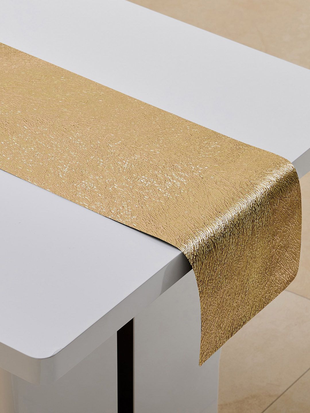 Home Centre Cinder Gold Toned Textured Table Runner-picture-11