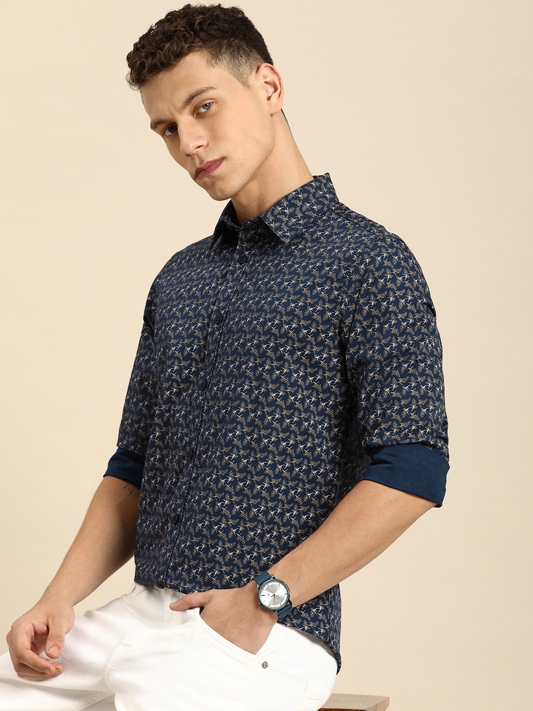 Being Human Pure Cotton Floral Printed Casual Shirt