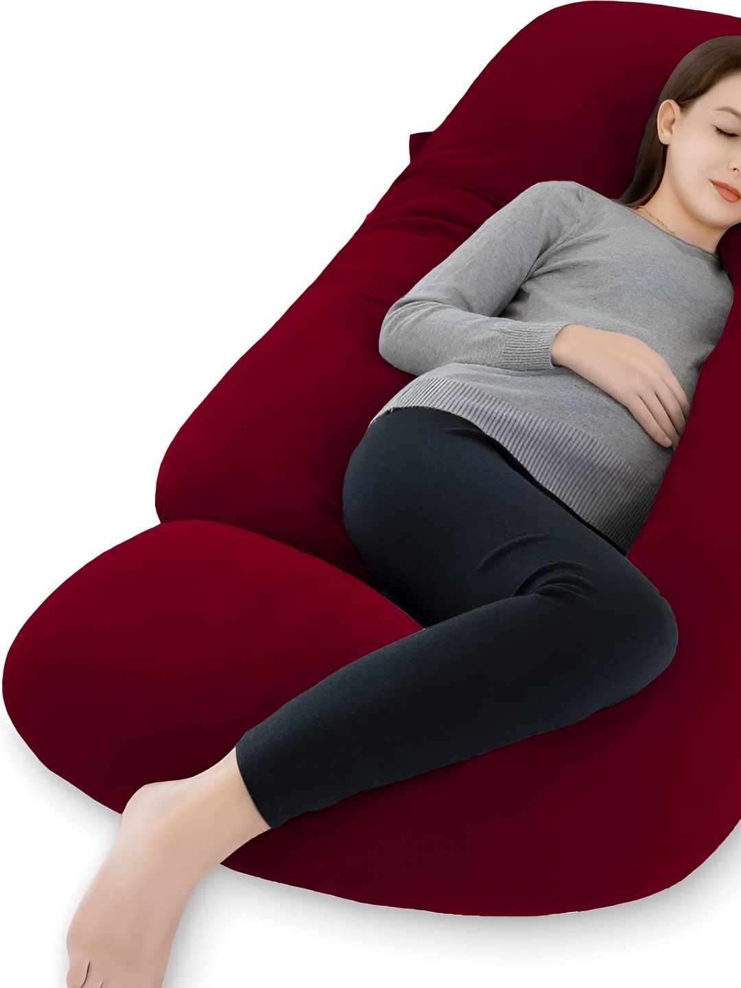 DADDY COOL Maroon & White Faux Velvet Fibre Filled Ultra Soft Maternity Pillow-picture-34