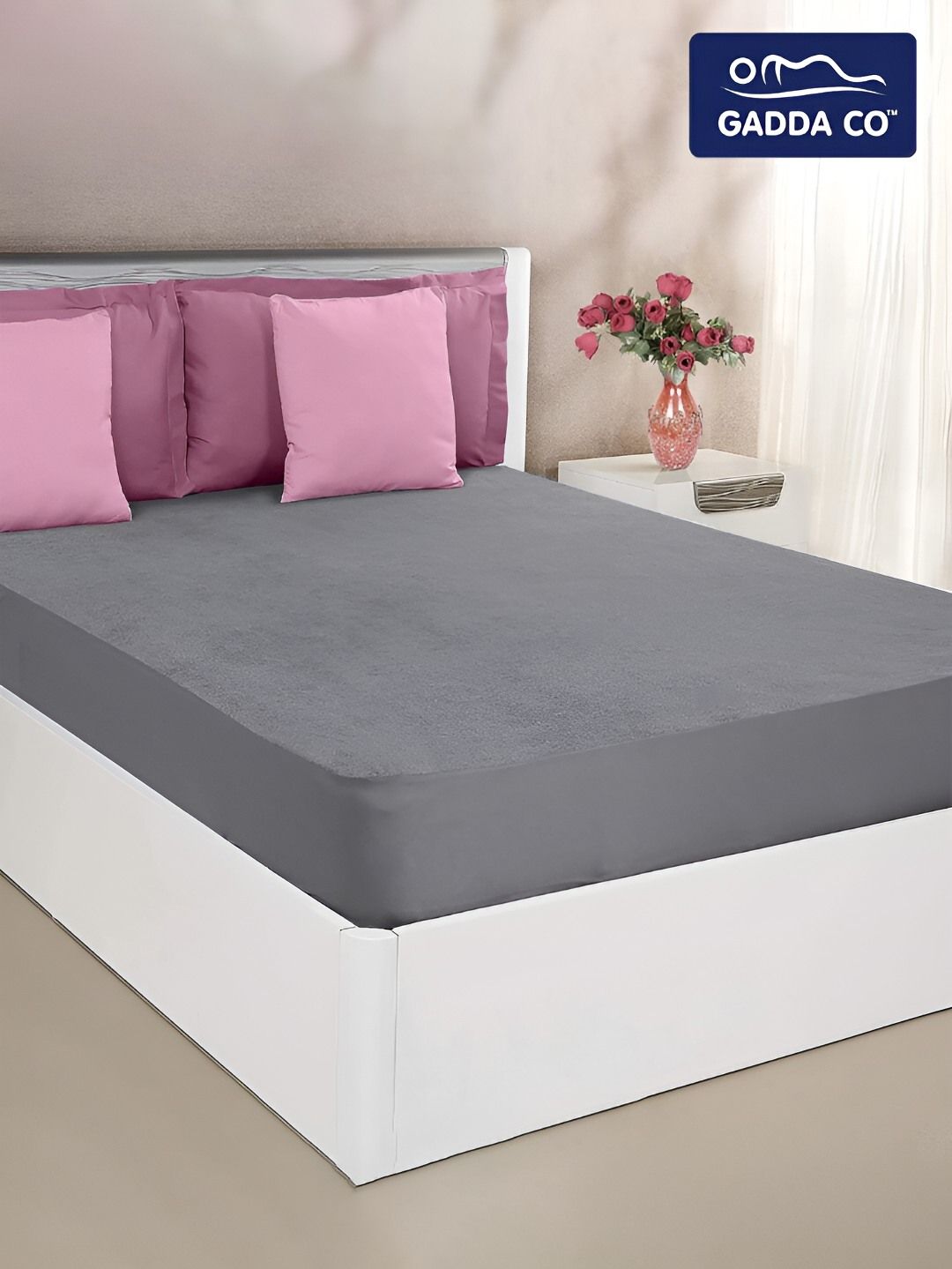 GADDA CO Grey Fitted Waterproof Mattress Protector-picture-10