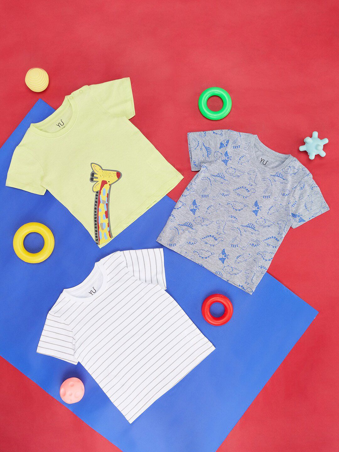 YU by Pantaloons Boys Pack of 3 Striped Cotton T-shirt-image-3