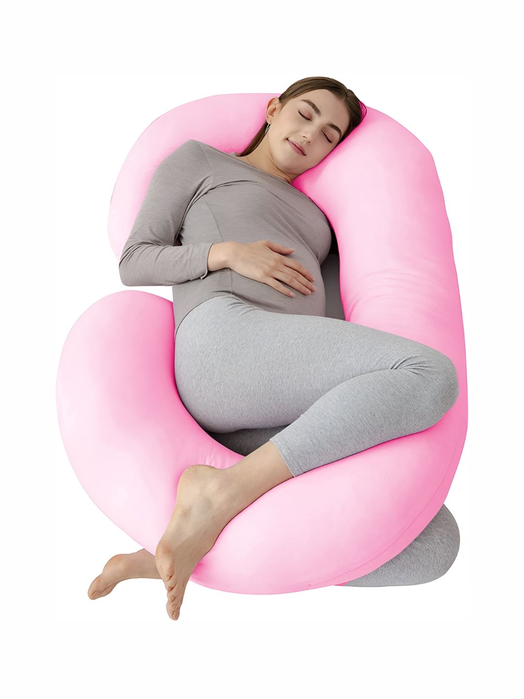 DADDY COOL Pink Cotton Breathable C Shaped Maternity Pillow-picture-18