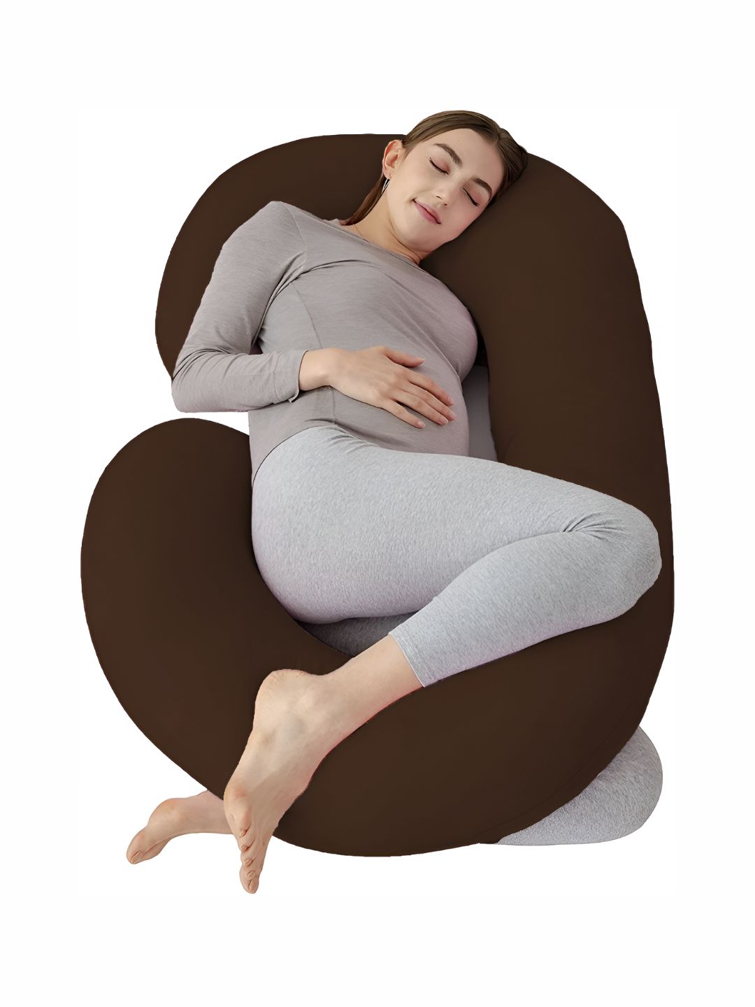 DADDY COOL Brown Fiber Filled Cotton Breathable C Shaped Maternity Pillow-picture-33