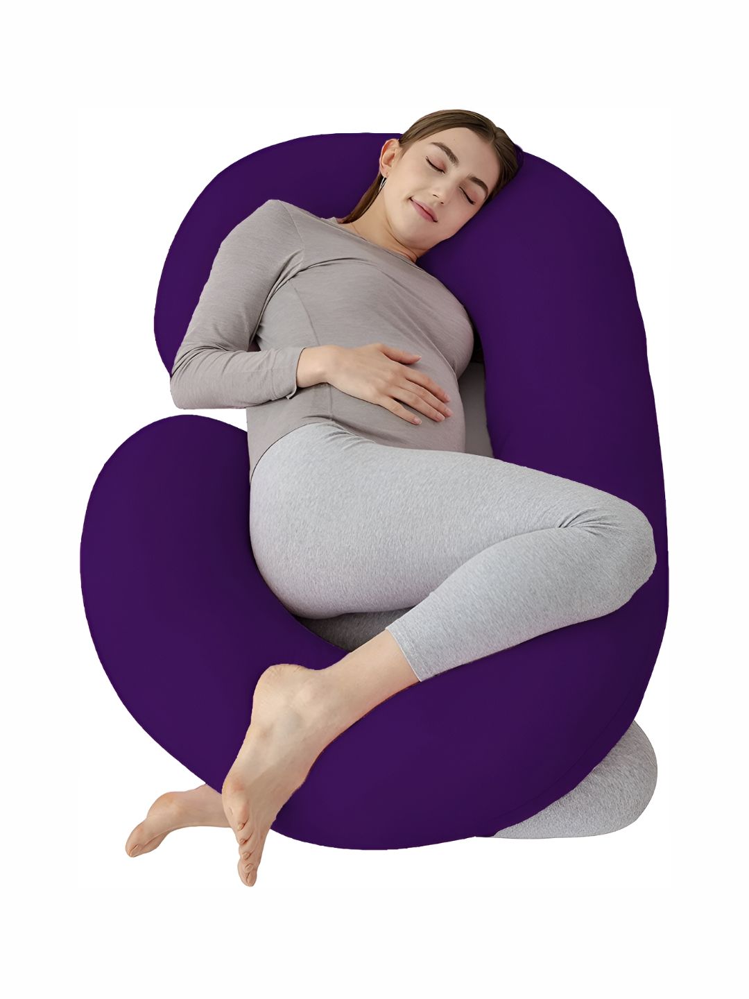 DADDY COOL Purple Fiber Filled Cotton Breathable C Shaped Maternity Pillow-picture-35