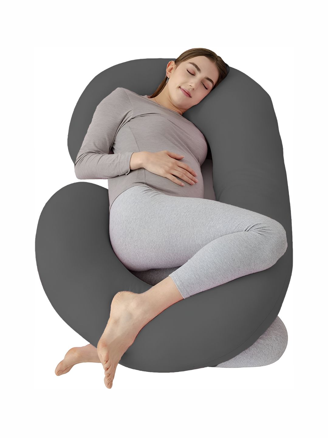 DADDY COOL Grey Fiber Filled Cotton Breathable C Shaped Maternity Pillow-picture-13