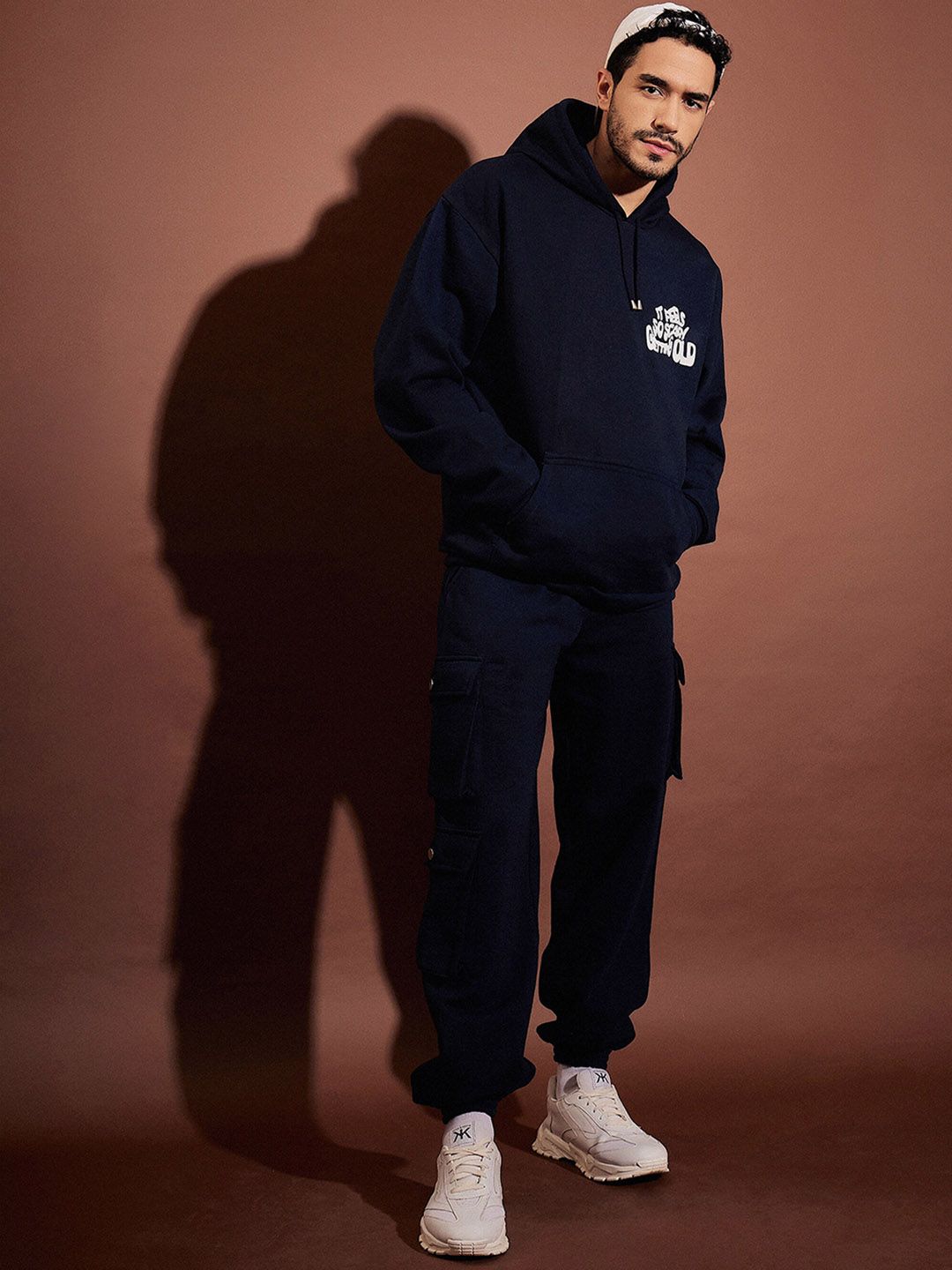 MASCLN SASSAFRAS Navy Blue & White Typography Printed Hooded Oversized Tracksuit-picture-19