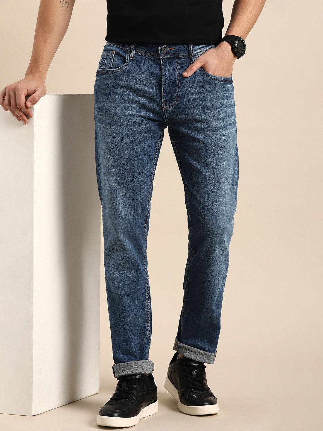 Being Human Men Slim Fit Mid Rise Light Fade Stretchable Jeans