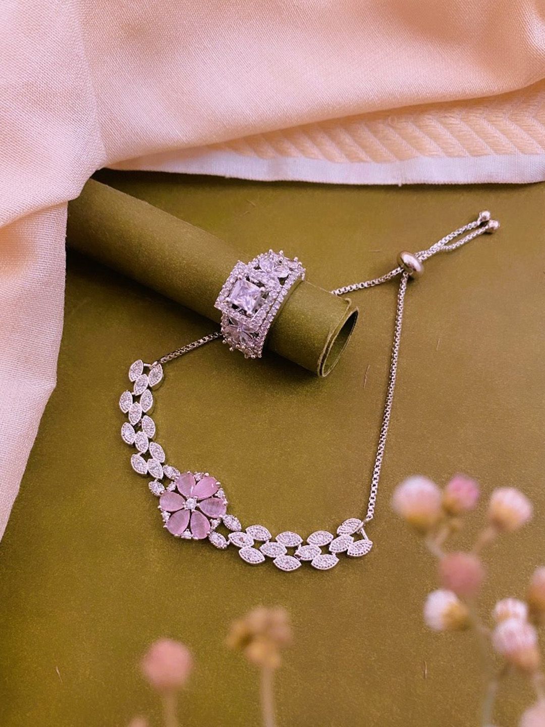 ATIBELLE Silver-Plated Cubic Zirconia-Studded Jewellery Set