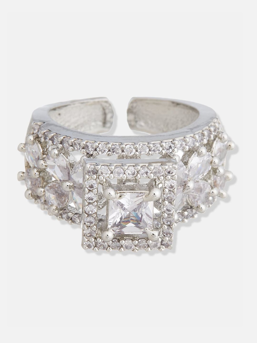 ATIBELLE Silver-Plated Cubic Zirconia-Studded Jewellery Set