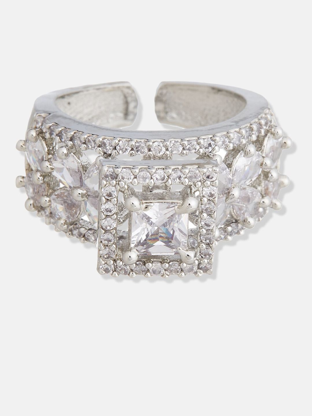 ATIBELLE Silver-Plated Cubic Zirconia Stone-Studded Jewellery Set