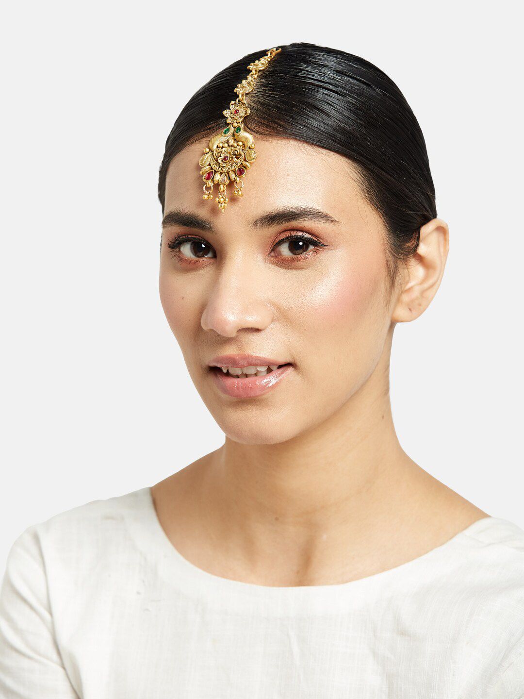 ATIBELLE Set Of 3 Gold-Plated Stone Studded Maangtikka