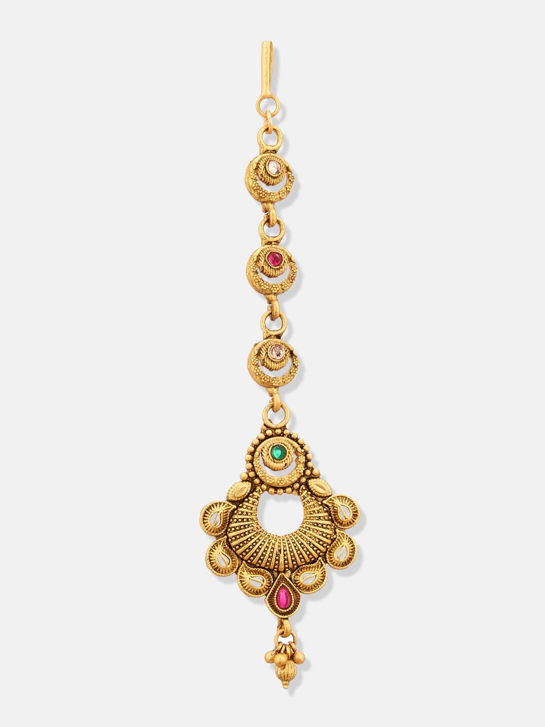 ATIBELLE Set of 3 Gold-Plated Stone-studded Maangtikka