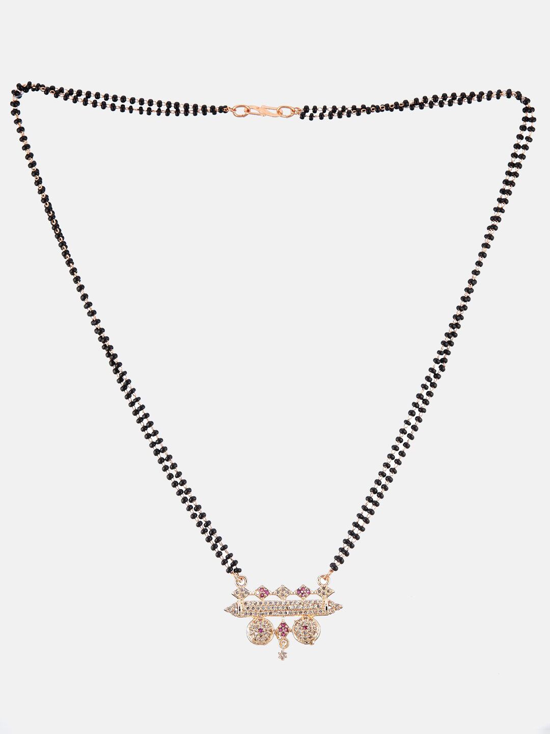 ATIBELLE Rose Gold Plated CZ Studded & Beaded Mangalsutra