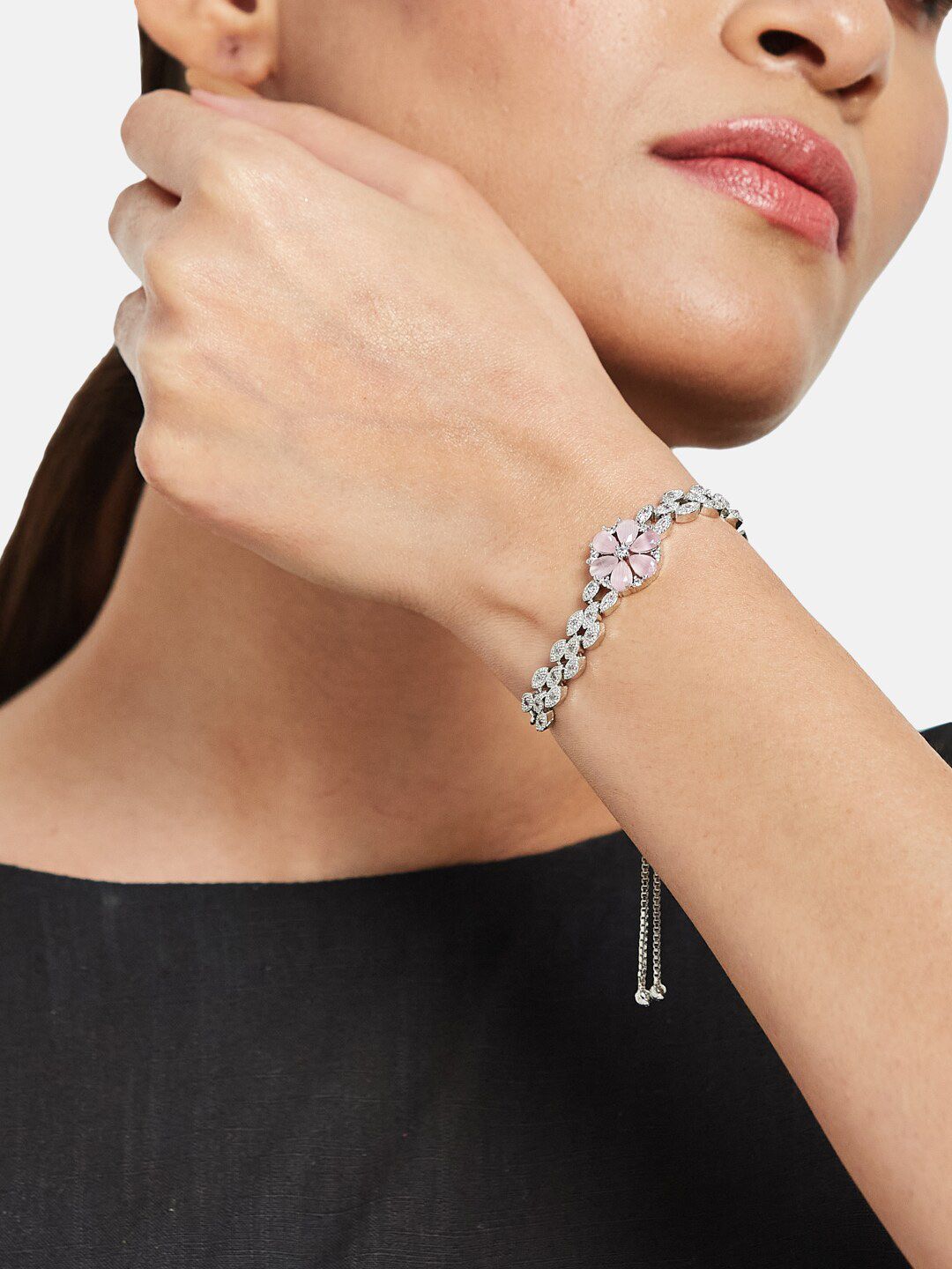 ATIBELLE Sliver-Plated Cubic Zirconia-Studded Jewellery Set