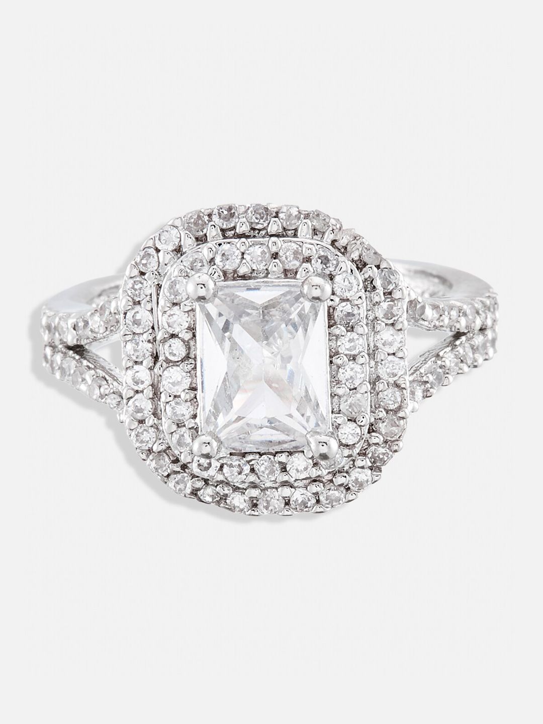 ATIBELLE Sliver-Plated Cubic Zirconia-Studded Jewellery Set