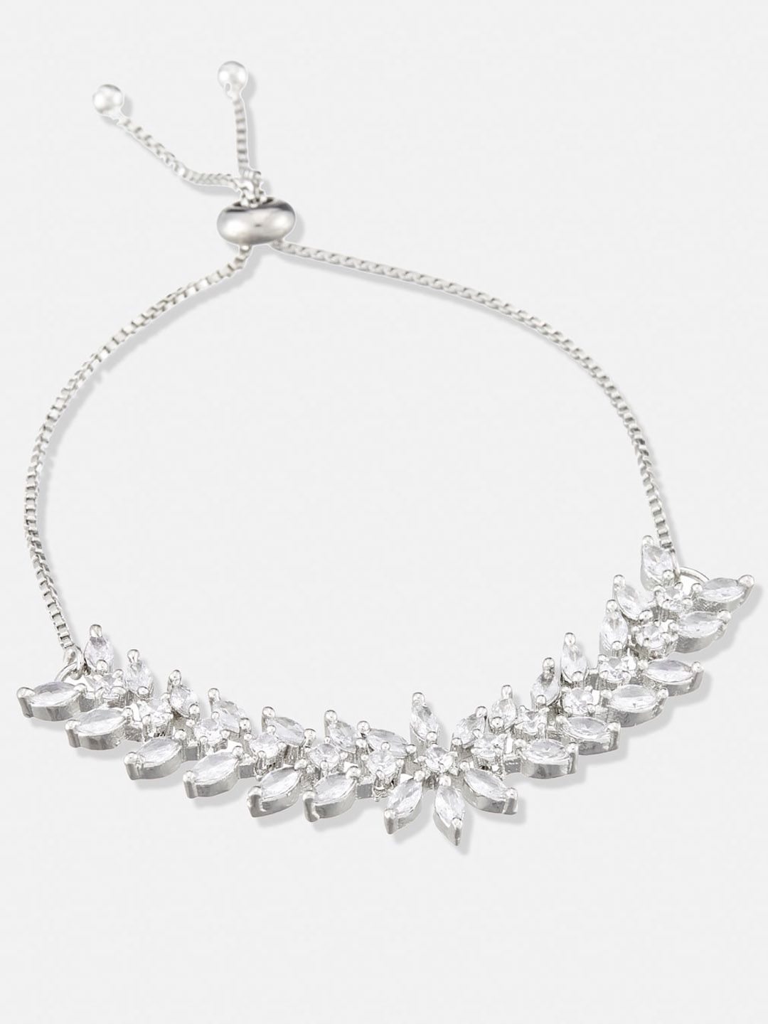 ATIBELLE Silver-Plated CZ Stone Studded Jewellery Set