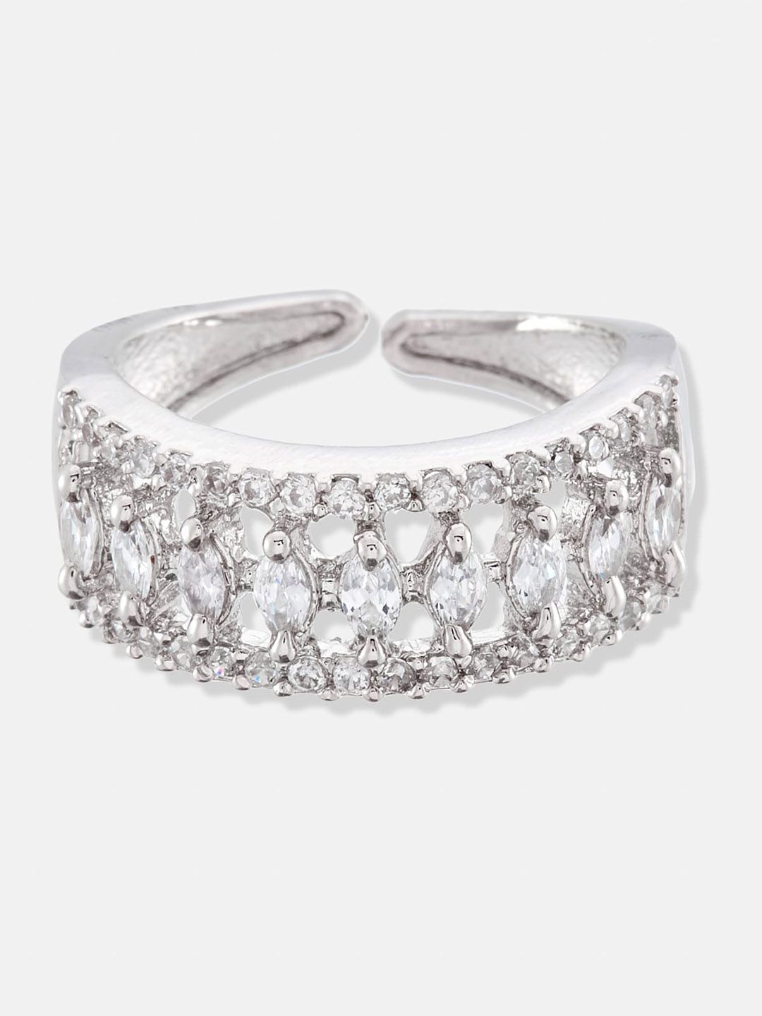 ATIBELLE Silver-Plated CZ Stone Studded Jewellery Set