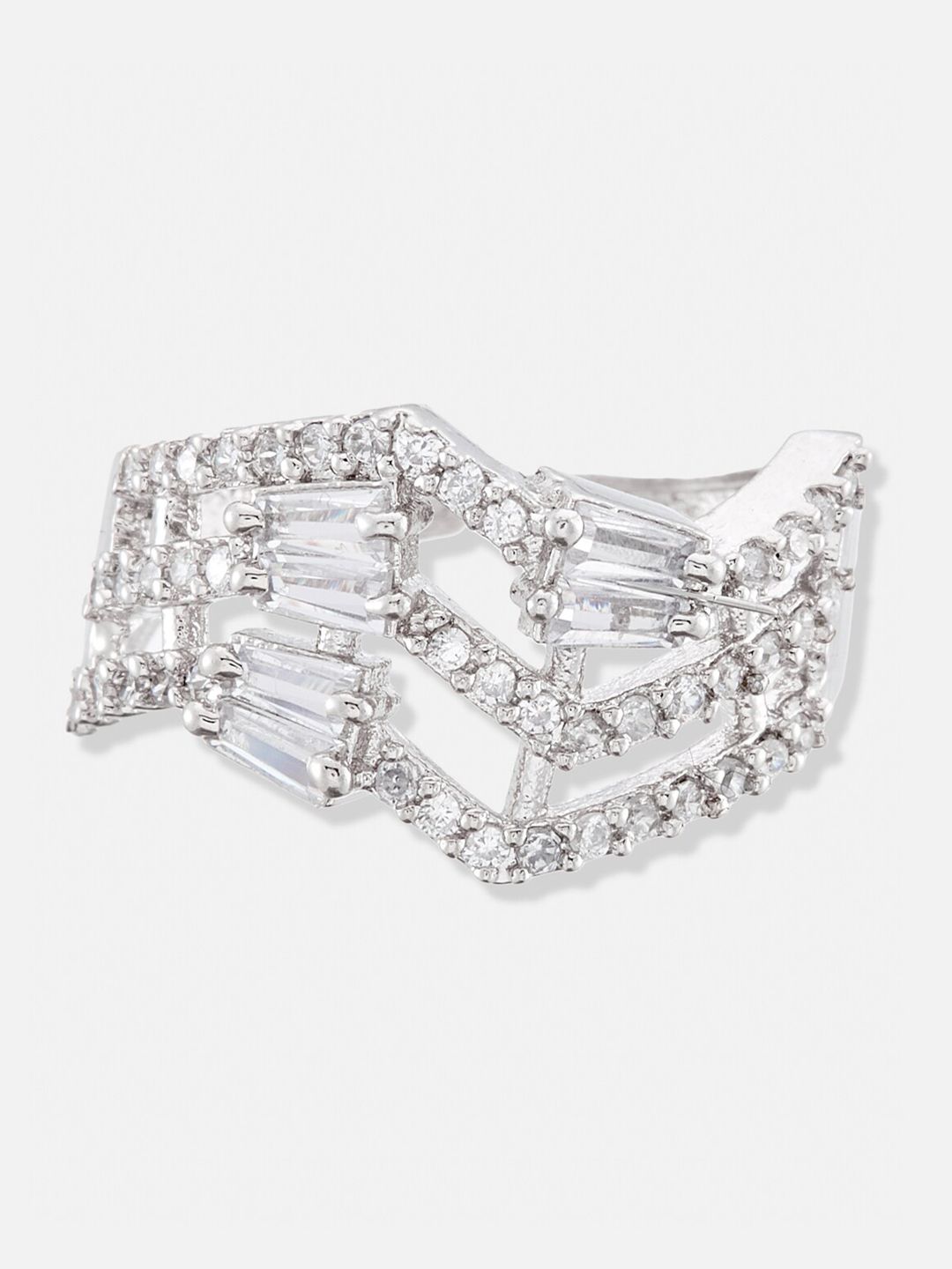 ATIBELLE Silver-Plated Cubic Zirconia Stone-Studded Jewellery Set