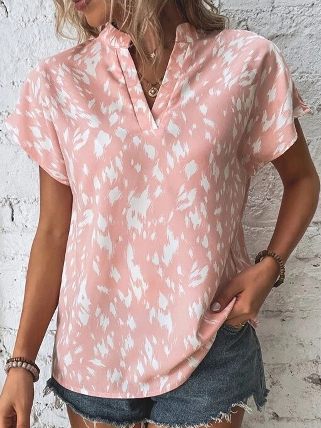 Stylecast X Slyck Animal Printed Mandarin Collar Extended Sleeves Regular Top-picture-15