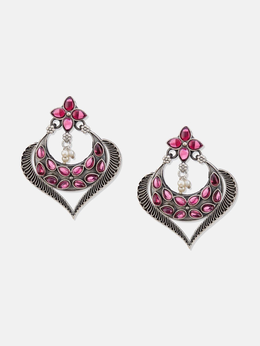 ATIBELLE Silver-Plated Contemporary Chandbalis