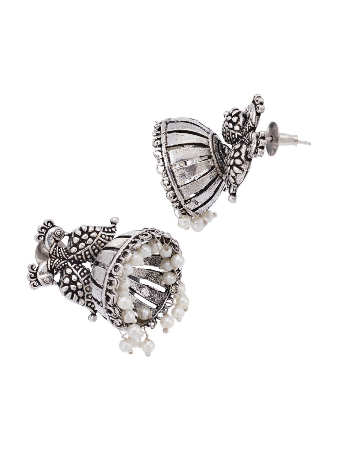 ATIBELLE Silver-Plated Contemporary Jhumkas