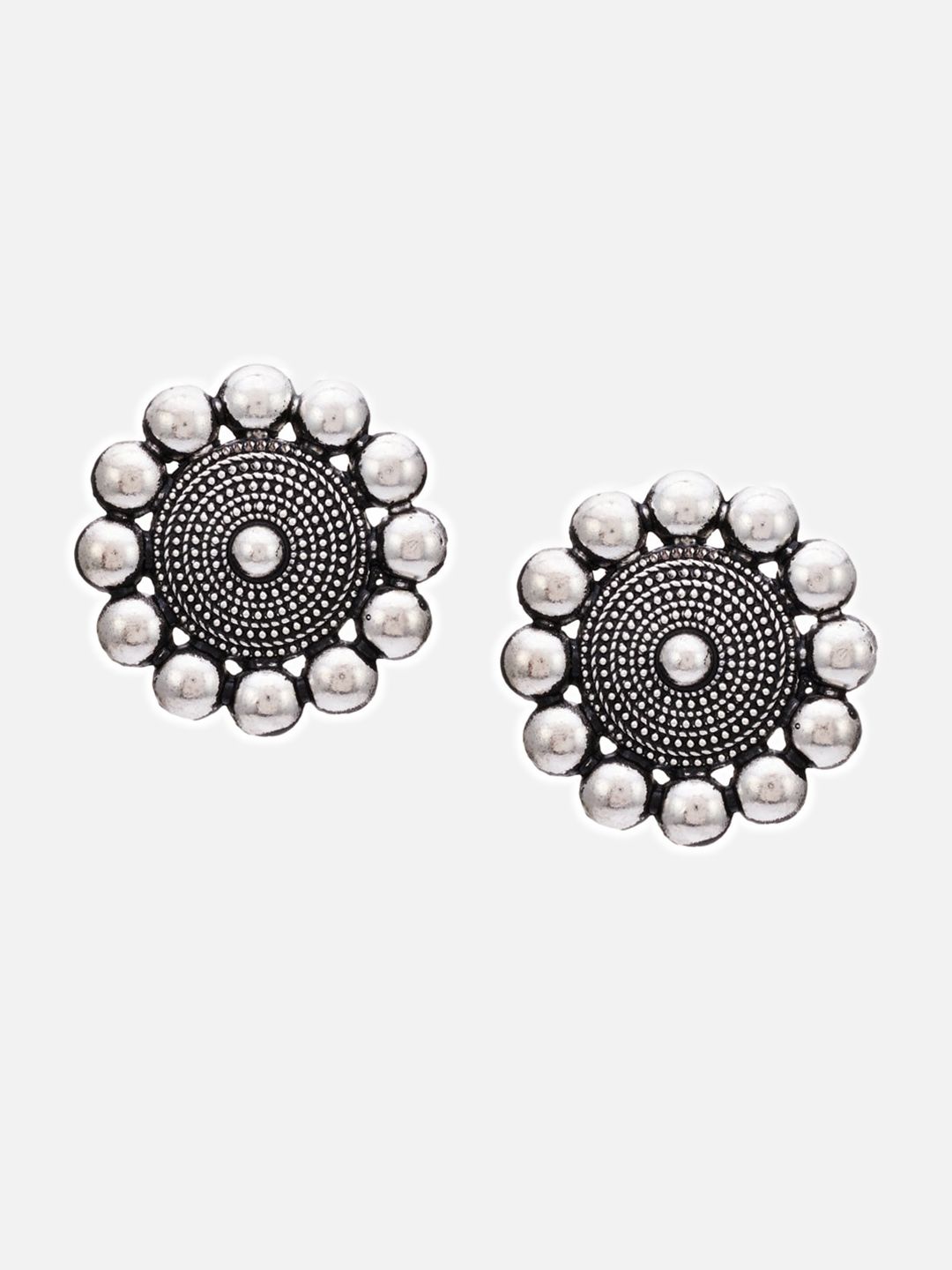ATIBELLE Set of 2 Silver-Plated Studs Earrings