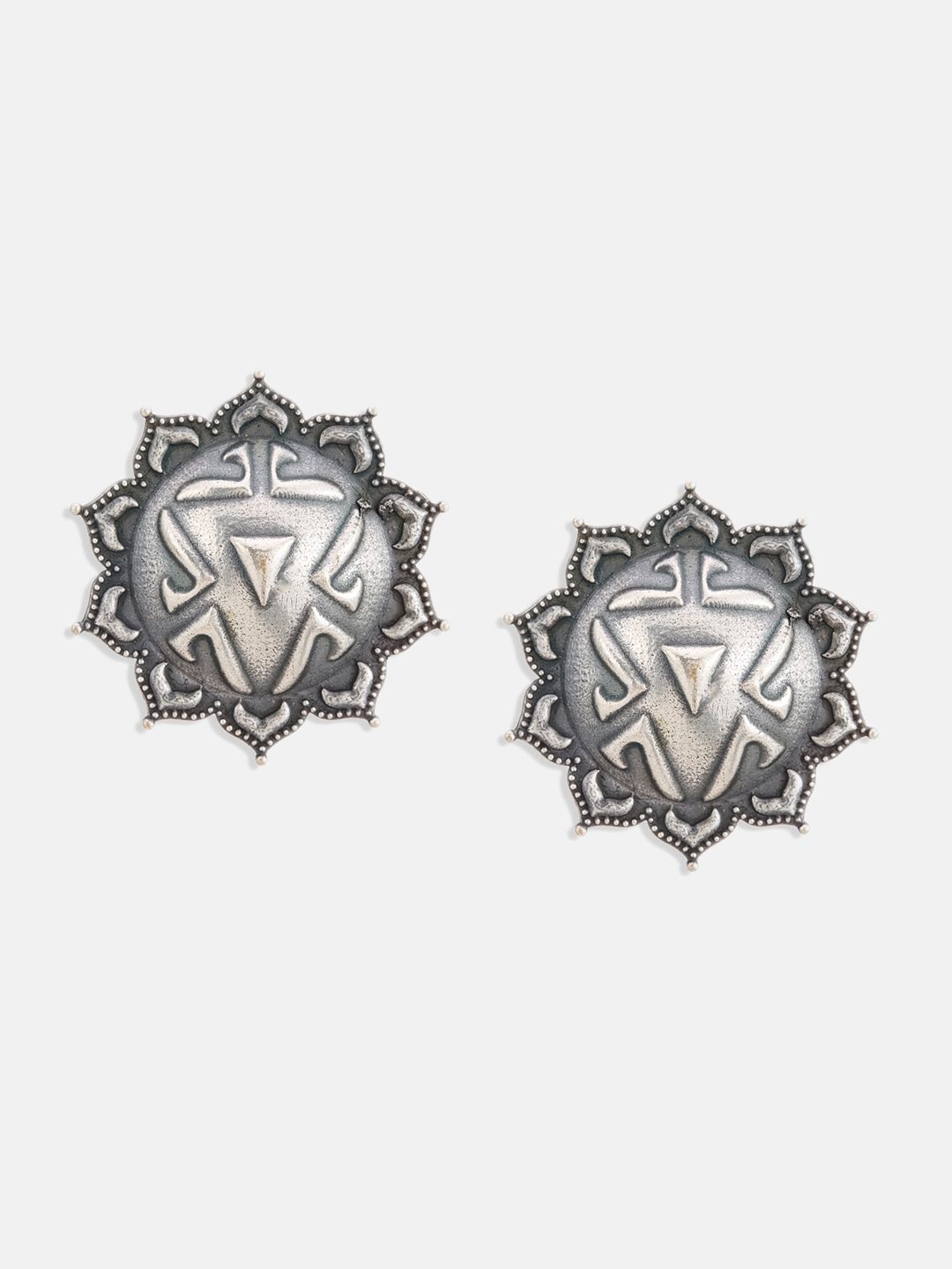 ATIBELLE Set of 2 Silver-Plated Studs Earrings