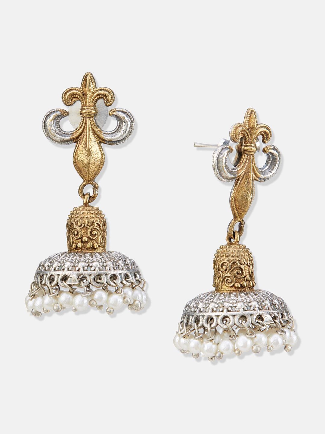 ATIBELLE Silver-Plated Contemporary Jhumkas
