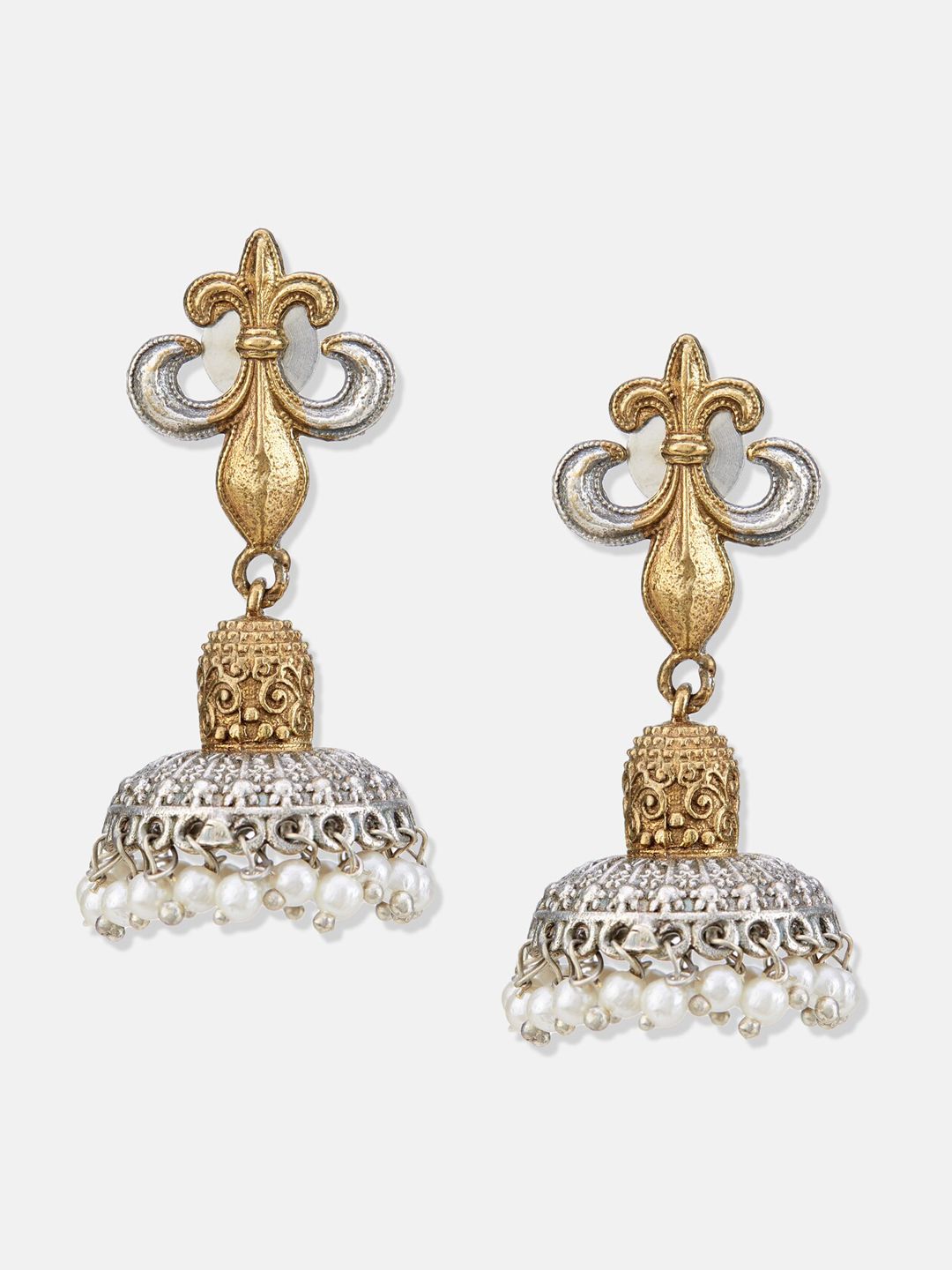 ATIBELLE Silver-Plated Contemporary Jhumkas