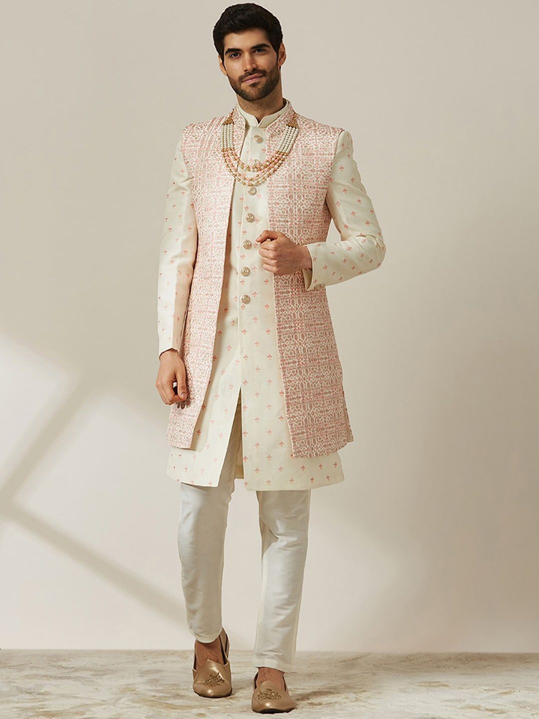 Twamev Embroidered Mandarin Collar Sherwani-picture-42