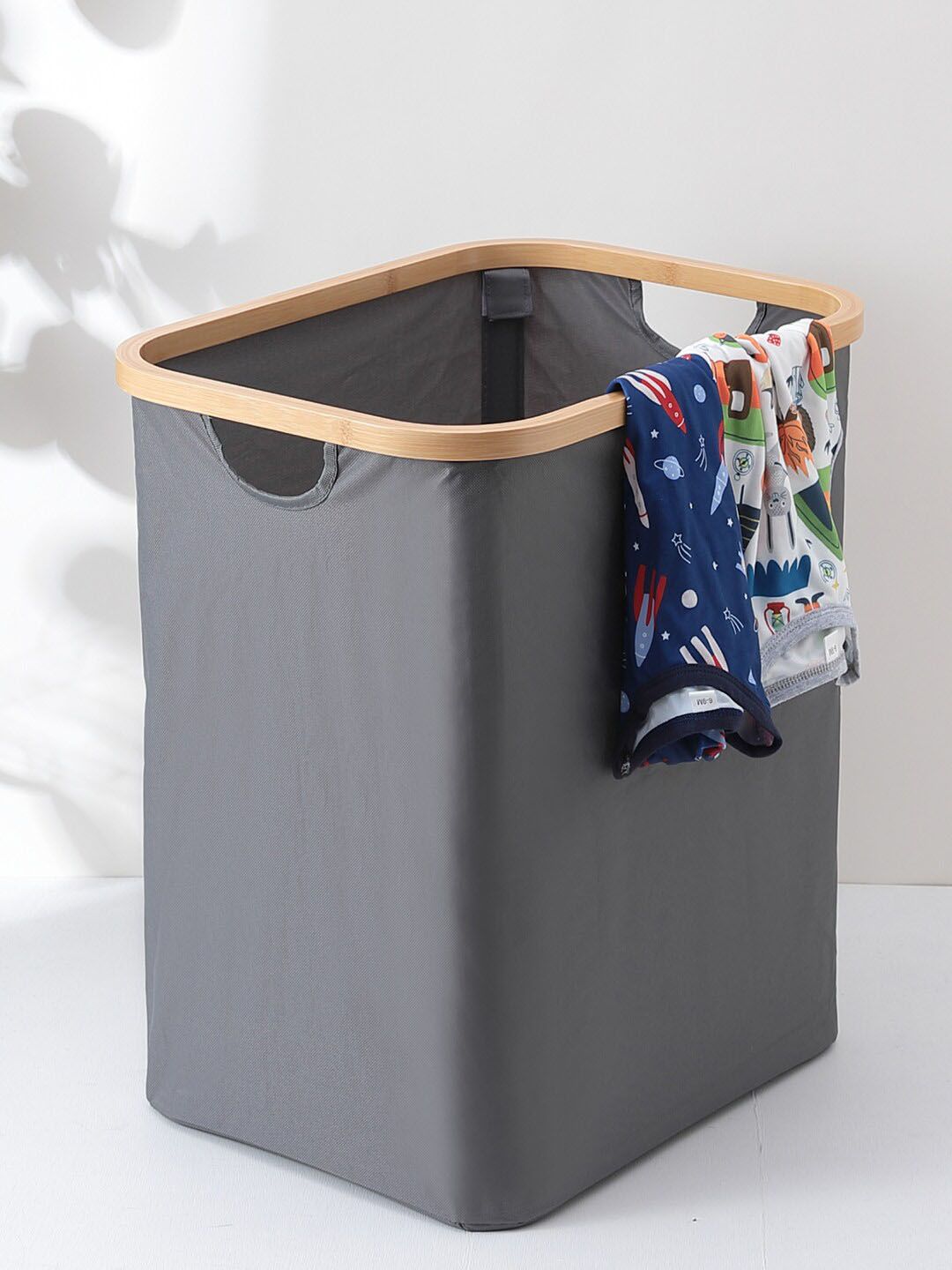 Kuber Industries Grey & Beige Foldable Laundry Bag-picture-47