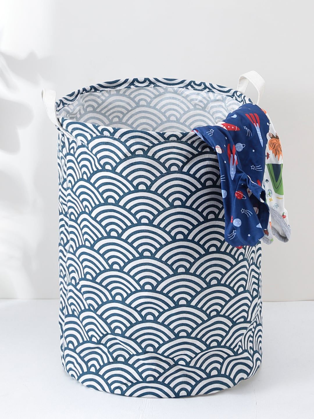 Kuber Industries Blue  & White Printed Foldable Laundry Bag-picture-52
