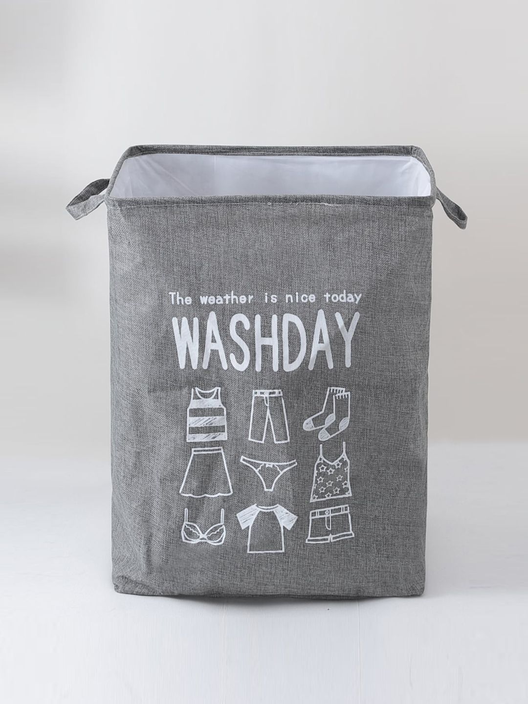 Kuber Industries Grey & White Printed Foldable Laundry Bag-picture-14