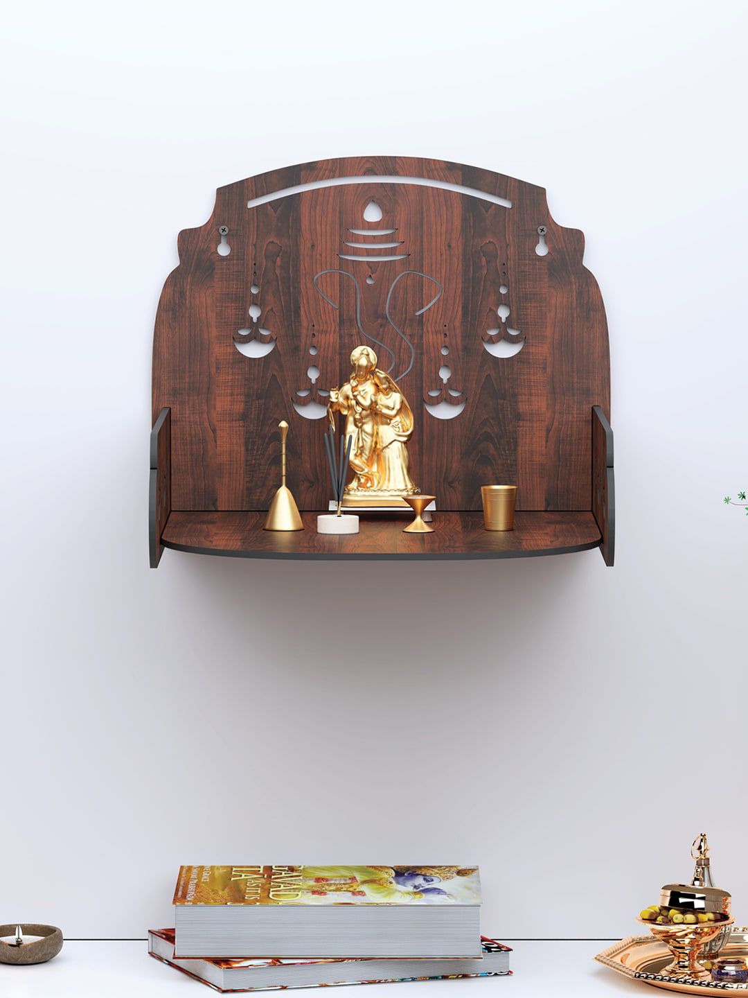 RANDOM Brown Wooden Pooja Stand-picture-15