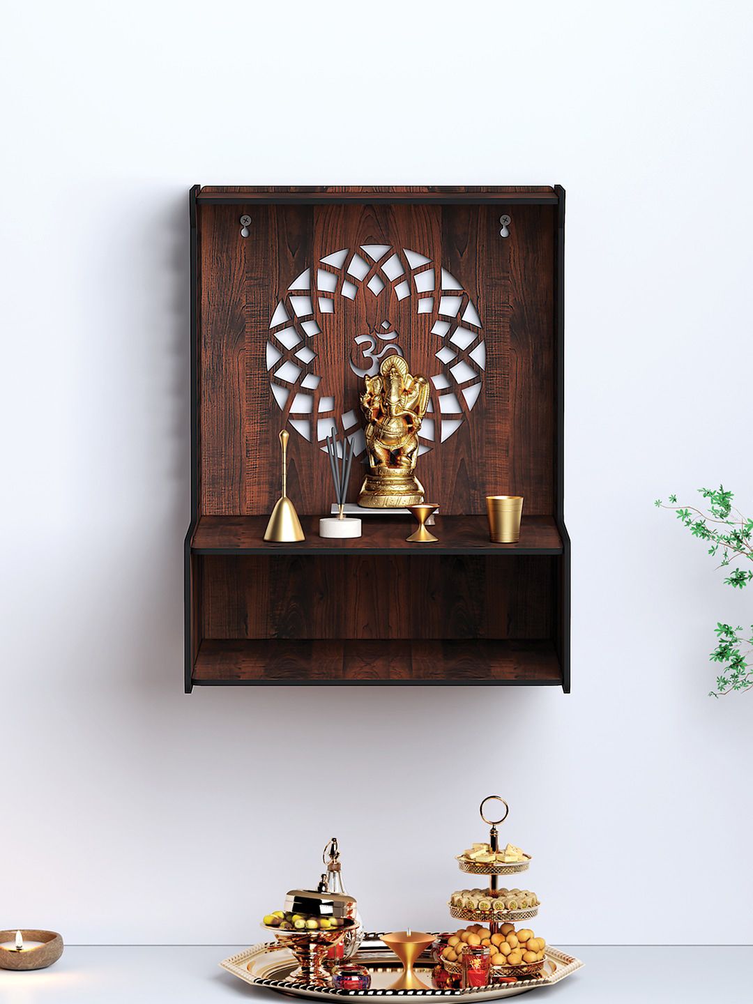 RANDOM Brown Wooden Pooja Stand-picture-57