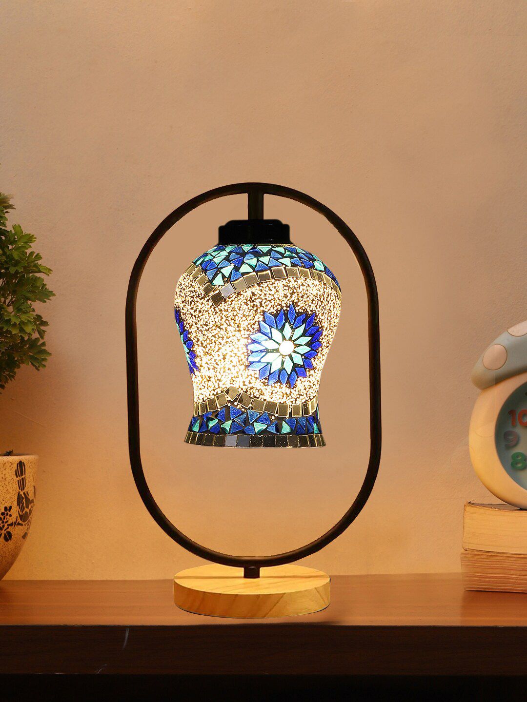 Devansh White & Blue Floral Textured Traditional Table Lamps-picture-17